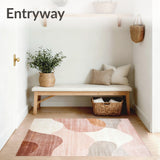 Contemporary Blush and Beige Abstract Featuring Fluid Shapes(Beige)