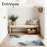 Coastal Palm Leaf Area in Blue Grey and Beige Hues(Gray)