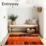 Burnt Orange Copper Fiery Red Abstract Shape Washable Rug Floor Mat(Orange)