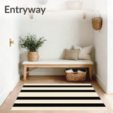 Elegant Black & Beige Stripe Area Modern Farmhouse Decor(Beige)