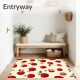 Scarlet Apple Kitchen Decor Non Slip Bedside Machine Wash(Red)