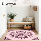 Vintage Rose Garden Medallion with Ornate Floral Motifs (Pink)