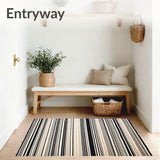 Elegant Transitional Area with Alternating Black Beige Bands(Beige)