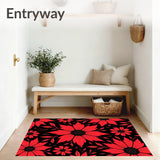 Poinsettia Bloom Tapestry with Ornamental Leaf Accents(Red)