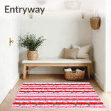 Whimsical Cane Stripe with Delicate Holly Leaf Accents(Red)