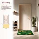 Ultra Soft Area Rug, Non Slip, Stain Resistant, Washable Area Rugs for Living Room, Bedroom, Stylish Christmas Living Room Washable Area Rug(Green)