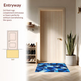 Ultra Soft Area Rug, Non Slip, Stain Resistant, Washable Area Rugs for Living Room, Bedroom, Hawaiian Turtle Geometric(Blue)
