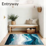 Coastal Breeze Area Rug Grey & Blue Washable Carpet(Blue)