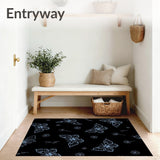 Nocturnal Winged Elegance Boho Insect Floral Artistic Decorative (Black)