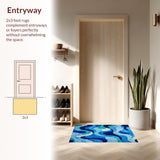 Ultra Soft Area Rug, Non Slip, Stain Resistant, Washable Area Rugs for Living Room, Bedroom, Abstract Wave Design(Blue)