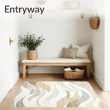 Ivory Decorative Area With Coastal Wave Inspired For Patios(Beige)