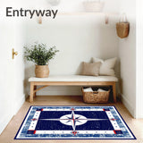 Maritime Compass Medallion Indoor Nautical for Patio(Blue)