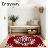 Festive Snowflake Winter Holiday Accent Flooring Circular Decoration(Red)