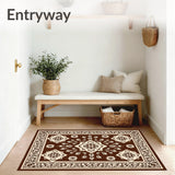 Rustic Floral Medallions Interwoven with Softly Textured Leaf(Brown)