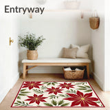 Seasonal Doorstep Greeting Adorned With Poinsettia Motif(Red)