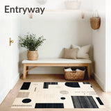 Contemporary Deck Abstract Block Print Beige & Black(Beige)