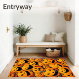 Festive Halloween Doormat Rug with Enchanting Pumpkin Patch Design(Orange)