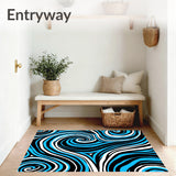 Retro Swirl Motif with Abstract Fluid Waves and Vintage (Blue)