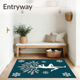 Yoga Pose Tree and Falling Snowflakes Artistic Design(Blue)