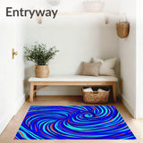 Modern Brushstroke Wave Artistic Floor Accessory (Blue)