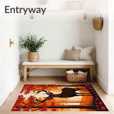 Autumn Woodland Stag Semicircular Welcome Entrance(Orange)