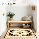 Black and Beige Oriental with Intricate Medallion Scrollwork(Beige)