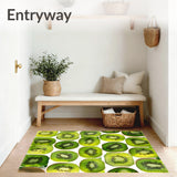 Zesty Kiwi Area Rug Bold Green & Brown Fruit Design Carpet(Green)