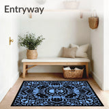 Dark Floral Skull Garden with Mysterious Botanical Accents(Blue)