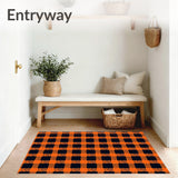 Buffalo Check Farmhouse Woven Mat With Rustic Charm(Black)