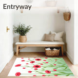 Dreamy Meadowland Tapestry with Scattered Poppy Field Motifs (Pink) - ODIKA