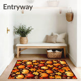 Fall Foliage & Pumpkins Area Rug Happy Fall all Design(Brown)