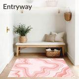 Abstract Blush Cloudscape with Dreamy Gradient Waves Floor Covering(Pink)