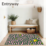 Modern Abstract Waves Intertwined With Delicate Leaf (Pink)