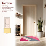 Ultra Soft Area Rug, Non Slip, Stain Resistant, Washable Area Rugs for Living Room, Bedroom, Modern Abstract Thin(Pink)