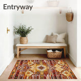 Artistic Area with Rich Browns and Warm Golds Abstract Tribal Design(Red)