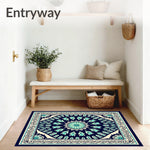 Classic Medallion Featuring Layered Petals and Intricate Fretwork Details (Blue) - ODIKA