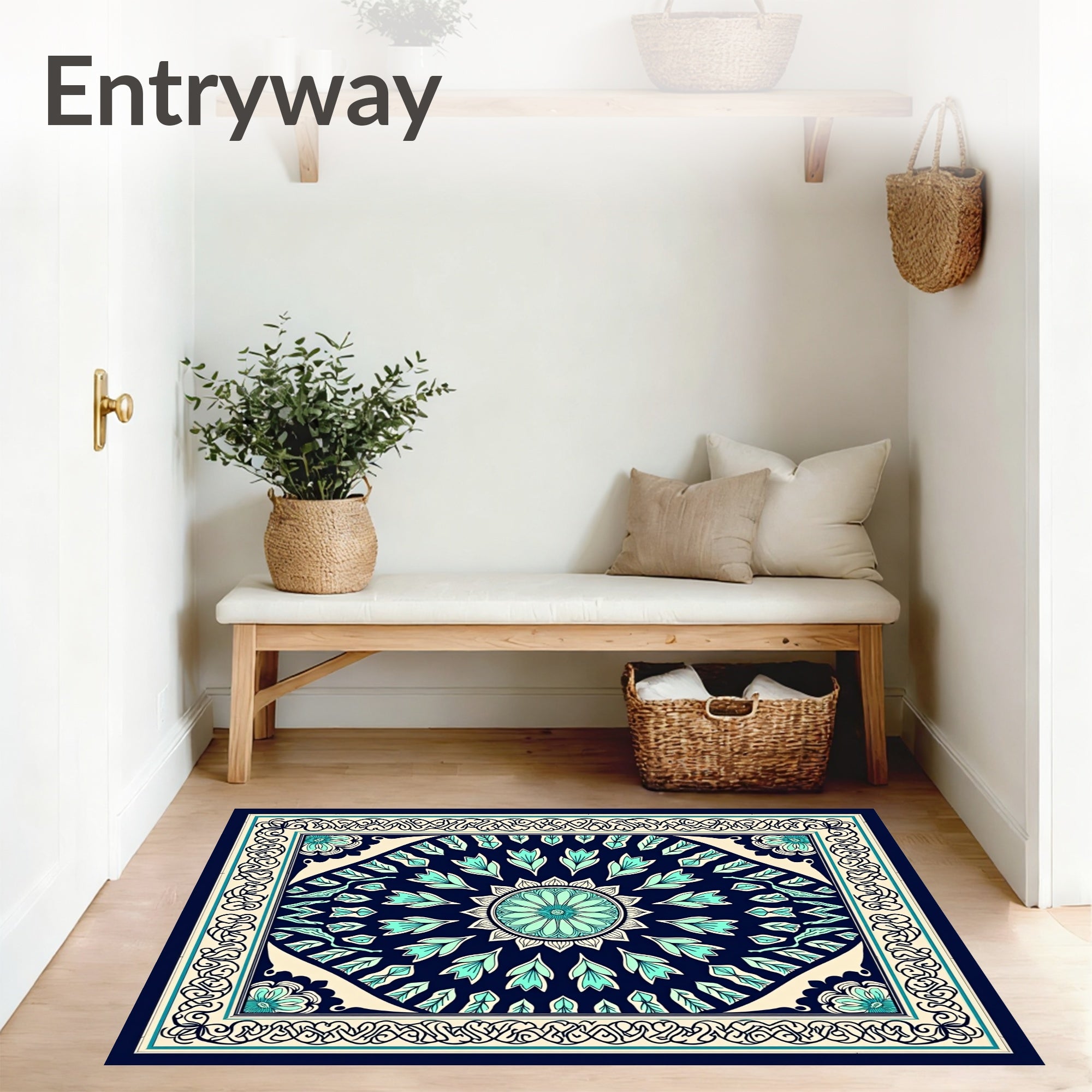 Classic Medallion Featuring Layered Petals and Intricate Fretwork Details (Blue) - ODIKA