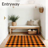 Checkered Buffalo Floor with Bold Contrast Design(Orange)