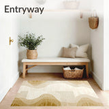 Beige Ombre Wavy Edge Area Modern Non Slip(Beige)