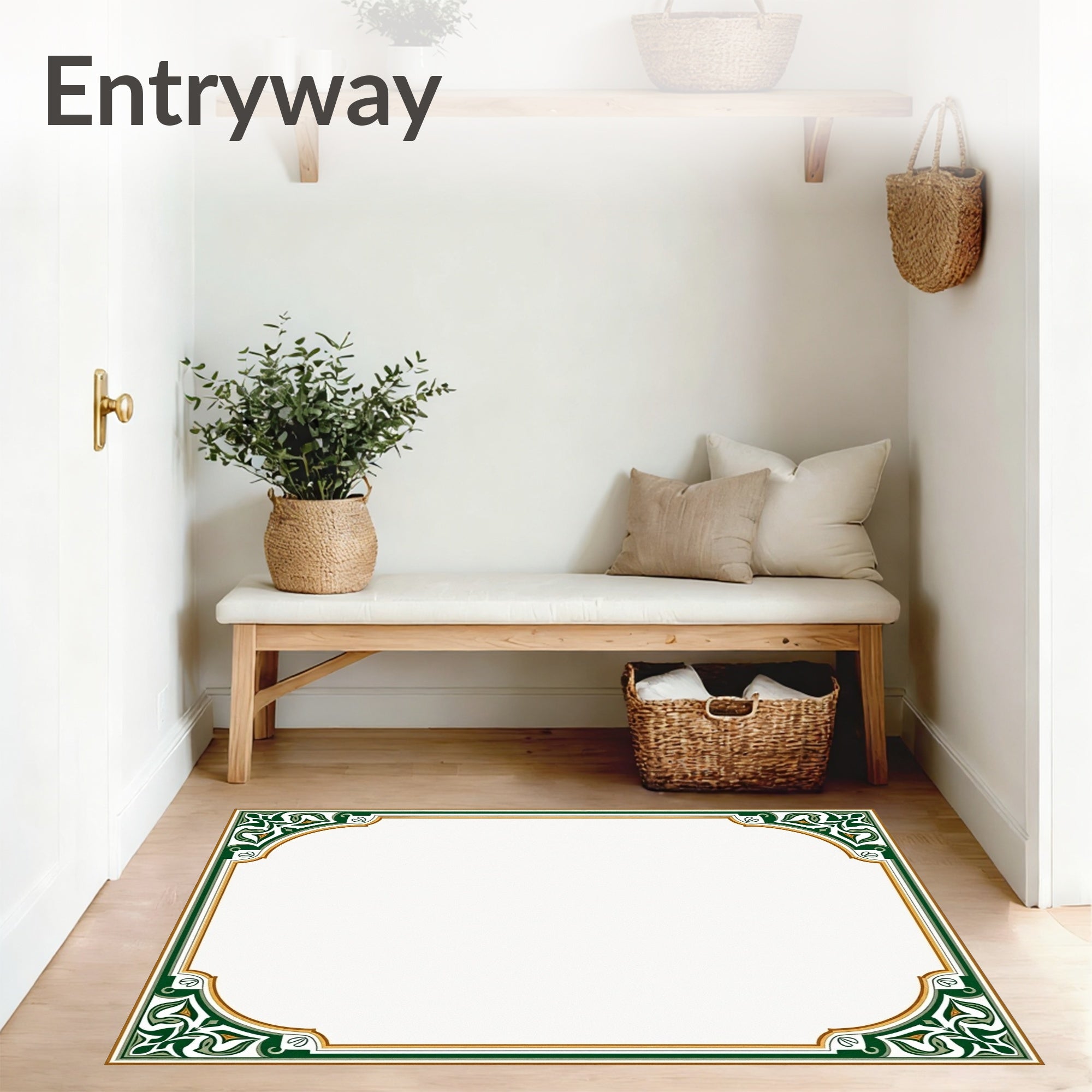 Traditional Paisley Swirl Arrangement with Ornate Border Accents (Green) - ODIKA