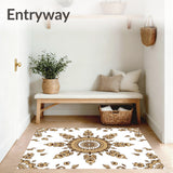 Inspired Floor Covering with Symmetrical Rosette (Beige) - ODIKA