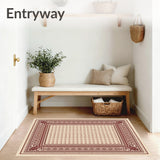 Tile Inspired Doormat with Ornate Border Design(Beige)