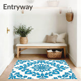 Vintage Medallion Blossom Motif Adorned Artistic (Blue)