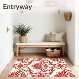 Vintage Damask Flourish with Elegant Swirling Motifs(Red)