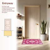 Ultra Soft Area Rug, Non Slip, Stain Resistant, Washable Area Rugs for Living Room, Bedroom, coquette floral bathroom(Pink)