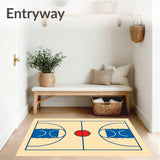 Basketball Court Beige Floor Blue Key Blue Lines Red Circle(Beige)