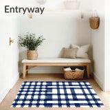 Buffalo Farmhouse Checkered Entrance Welcome(Navy Blue)