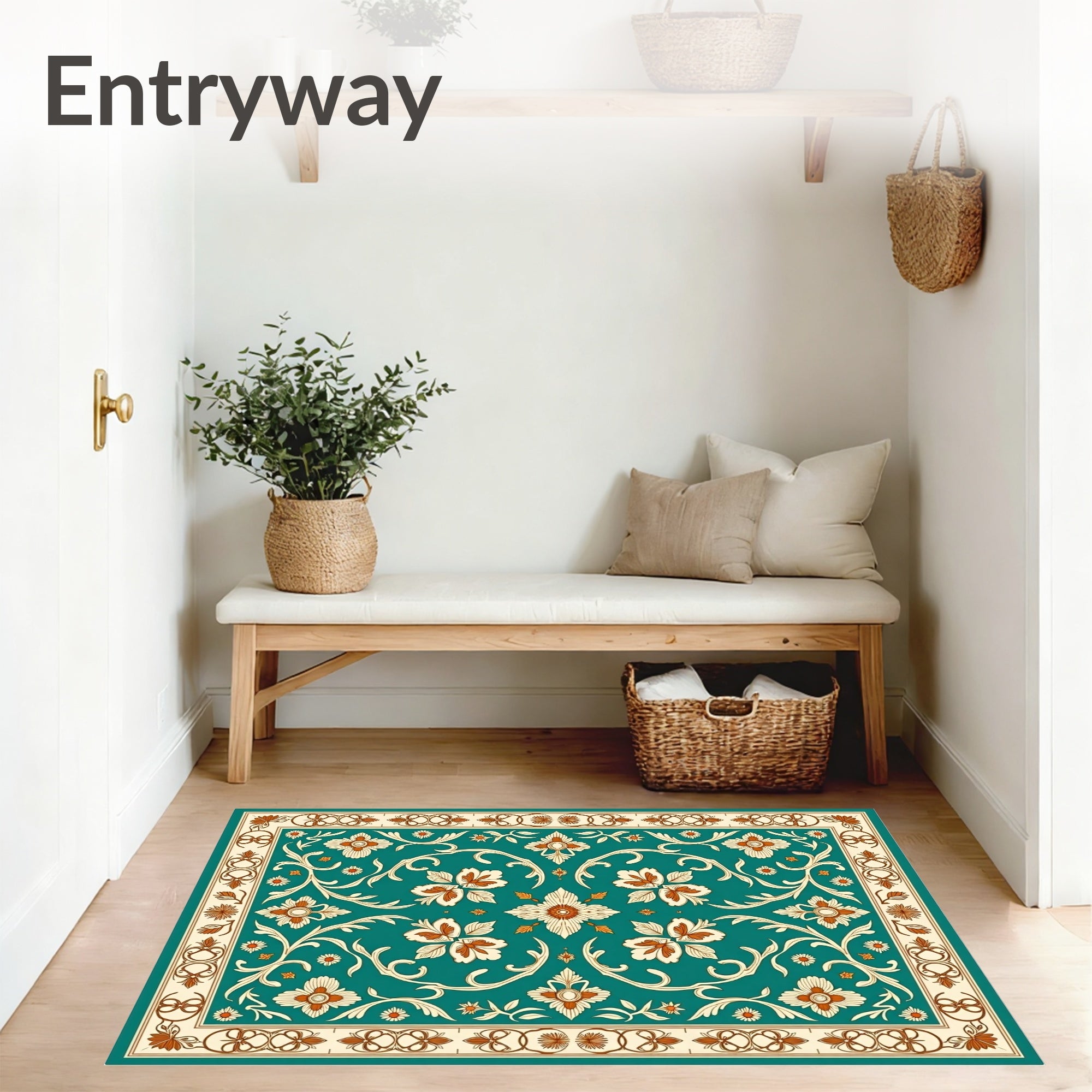 Botanical Featuring Lattice Florals and Flowing Tendrils (Beige) - ODIKA