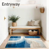 Blue & Beige Abstract Easy Care(Blue)