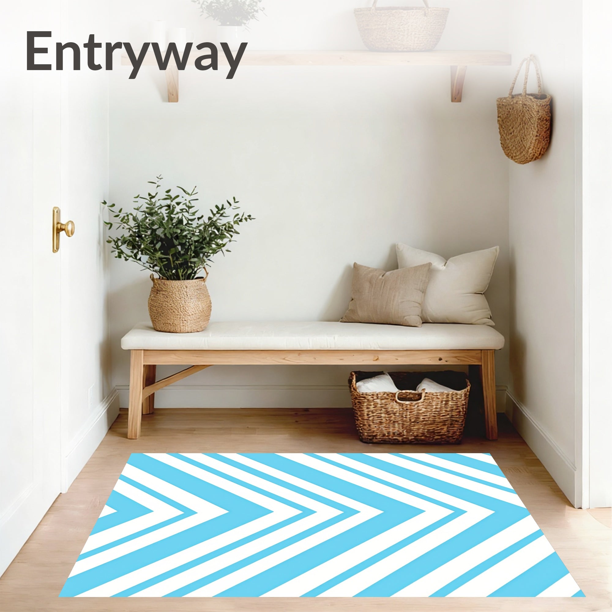 Modern Featuring Crisp Angled Stripes and Dynamic Flow (Blue) - ODIKA